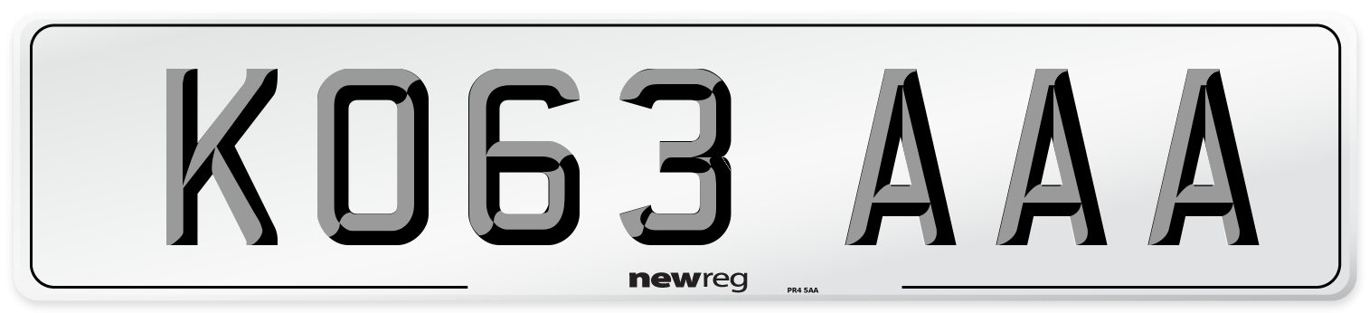 KO63 AAA Number Plate from New Reg